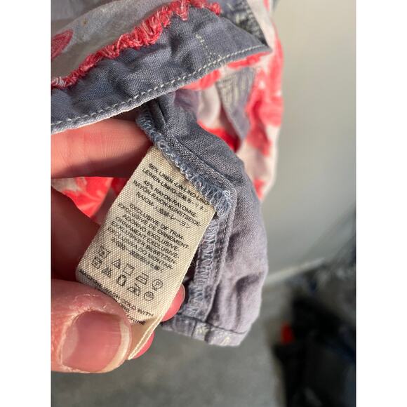Free People We The Free Chambray Combo Linen Patchwork Button Down Top Small - Picture 10 of 10